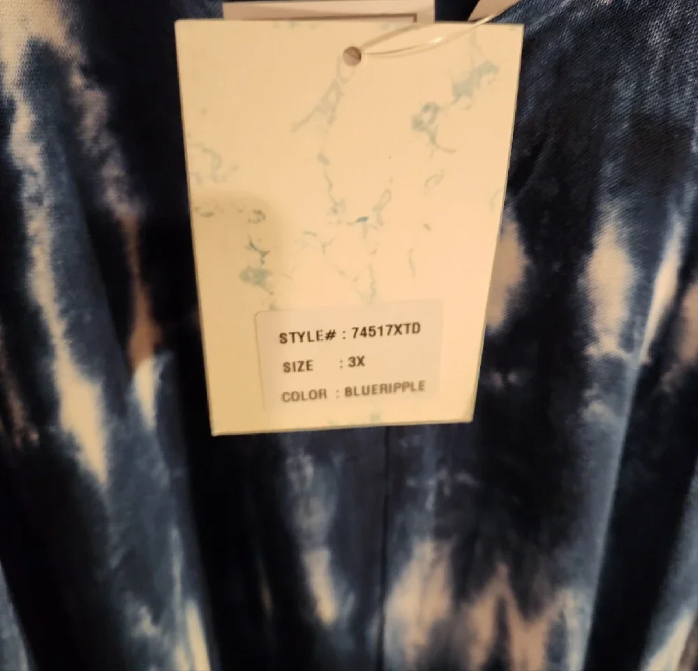 Raviya Navy Tie-Dye Sleeveless Handkerchief Hem Dress Size 3X NWT - Picture 7 of 7